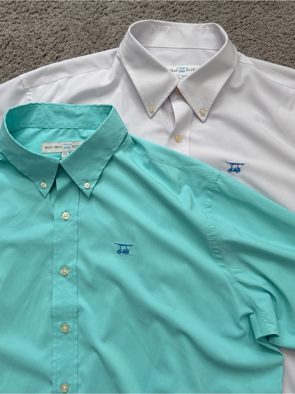 Lot of 2 Bald Head Blues Men 2XL Islander Performance Button Down Shirts